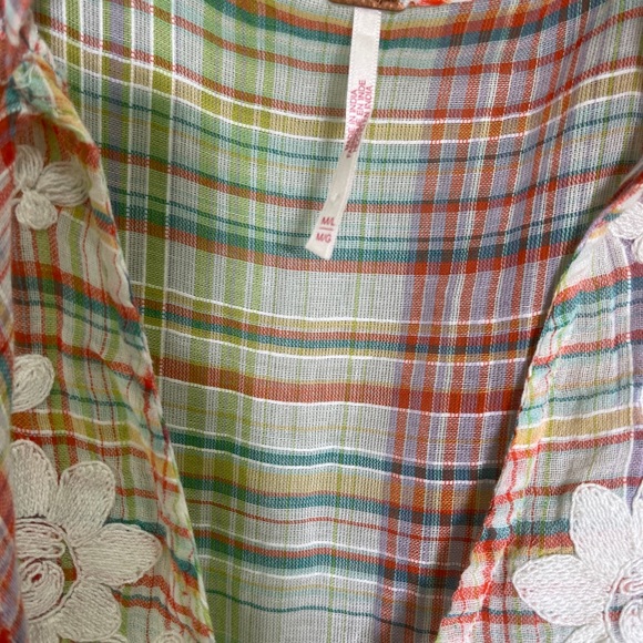 Free People Sally Plaid appliqué colorful maxi top - Picture 7 of 11